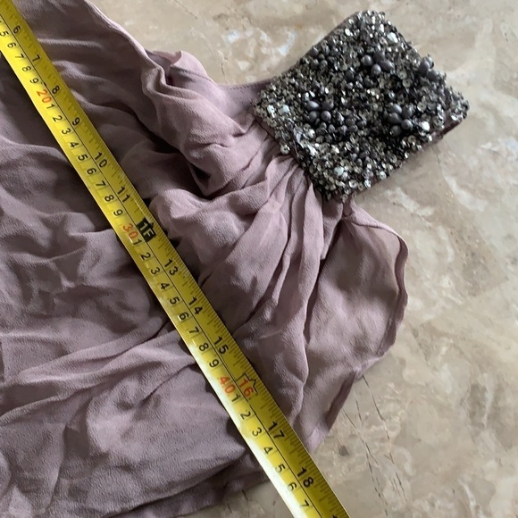NWT French‎ Connection drape delight dress dusty purple beaded one shoulder Sz 6 - Picture 12 of 15